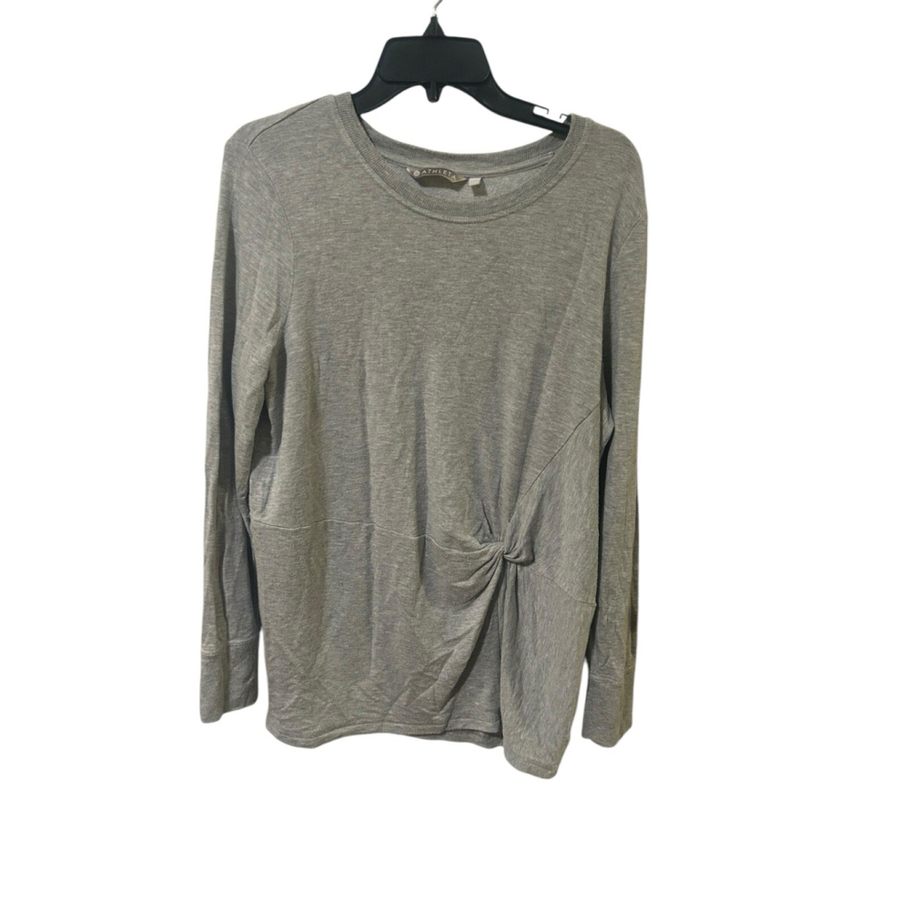Athleta‎ Size Large Womens Sweatshirt Nirvana Twist Front Long Sleeve Gray